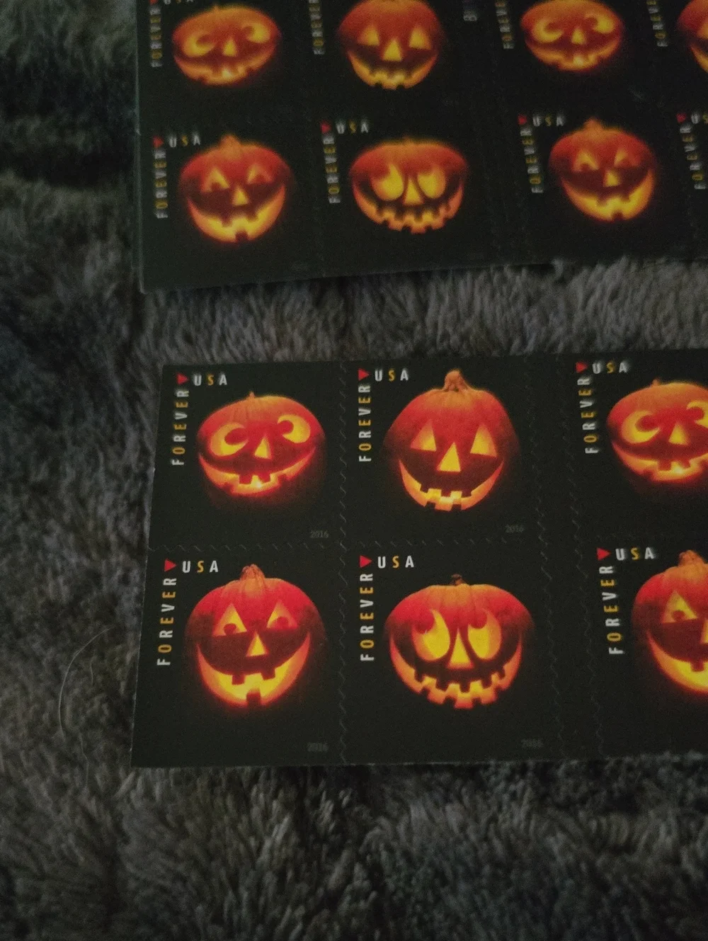 100 Jack O' Lantern Pumpkin 2016 Forever Postage Stamps USPS Halloween Skeleton